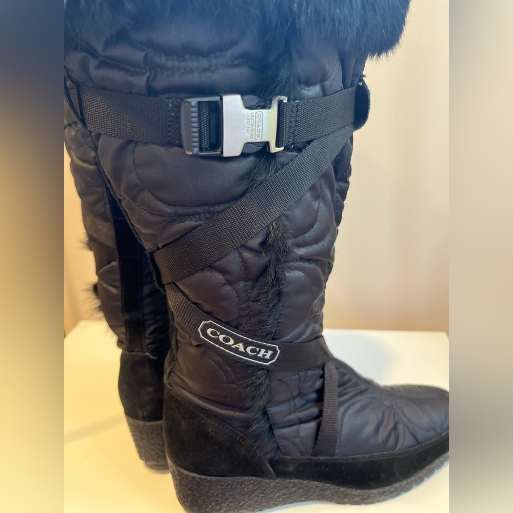 Coach Women's Mackenzie Winter Snow Boots With Fur Trim size 8b